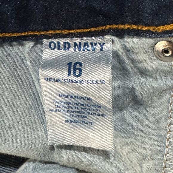 Old Navy SZ 16 Rockstar Jeans Stretch Whiskered Mid-Rise Ankle Zippers Dark Wash - Picture 10 of 11